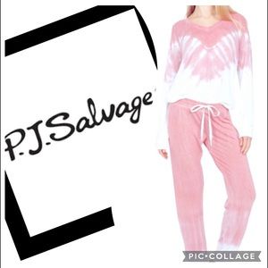 2-piece SET - Soft Lounge/Pajamas, Rose and White, Sz Large, By PJ Salvage